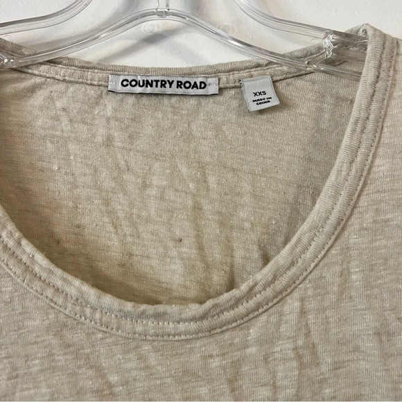 Country Road Linen Blend Long Sleeve Tee T-Shirt Cream XXS Minimalist Capsule - Picture 8 of 8